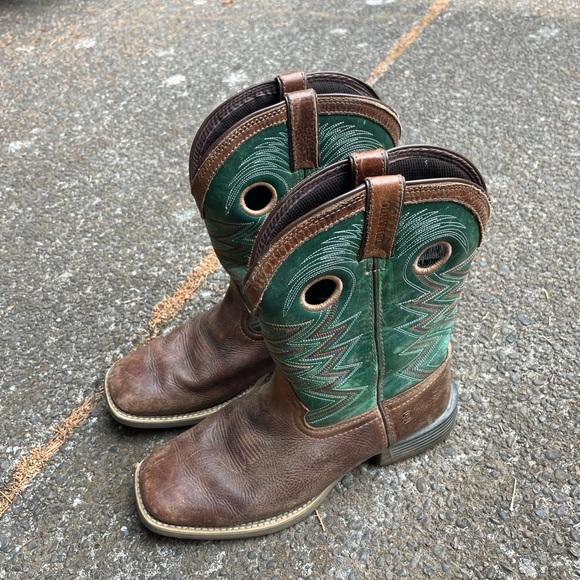 SOLD - 100% GENUINE LEATHER DURANGO TURQUOISE COWBOY BOOTS - Picture 2 of 4